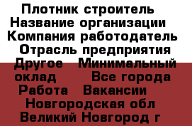 Плотник-строитель › Название организации ­ Компания-работодатель › Отрасль предприятия ­ Другое › Минимальный оклад ­ 1 - Все города Работа » Вакансии   . Новгородская обл.,Великий Новгород г.